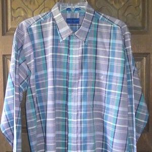 Towncraft Mens Reg. L Long Sleeve Woven Plaid